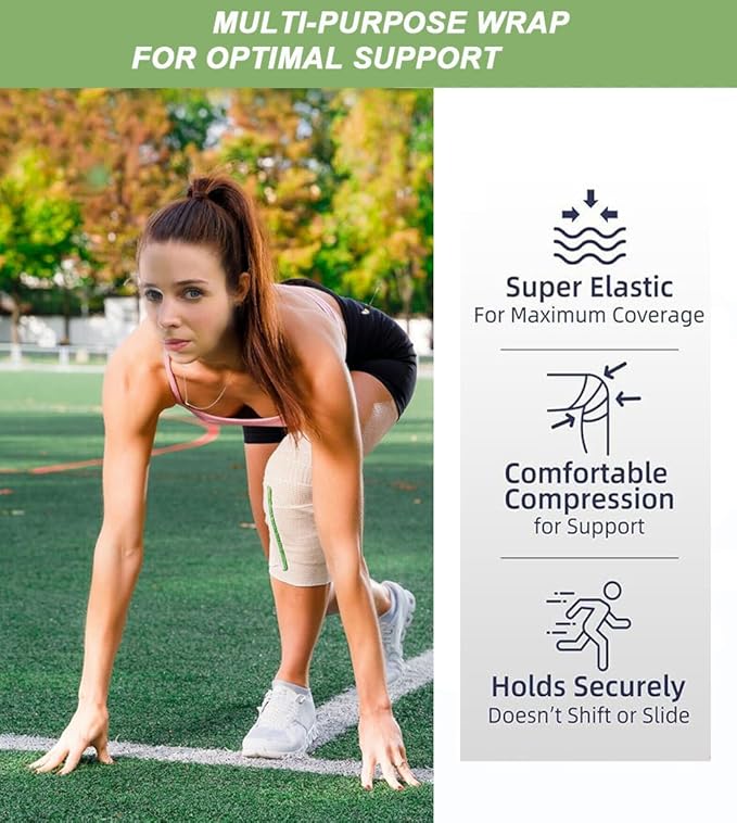 6 Pack Elastic Bandage Wrap, 3" Wide Compression Roll, Latex Free, 15' Stretched Length, Compression Leg Wraps, First Aid Kit