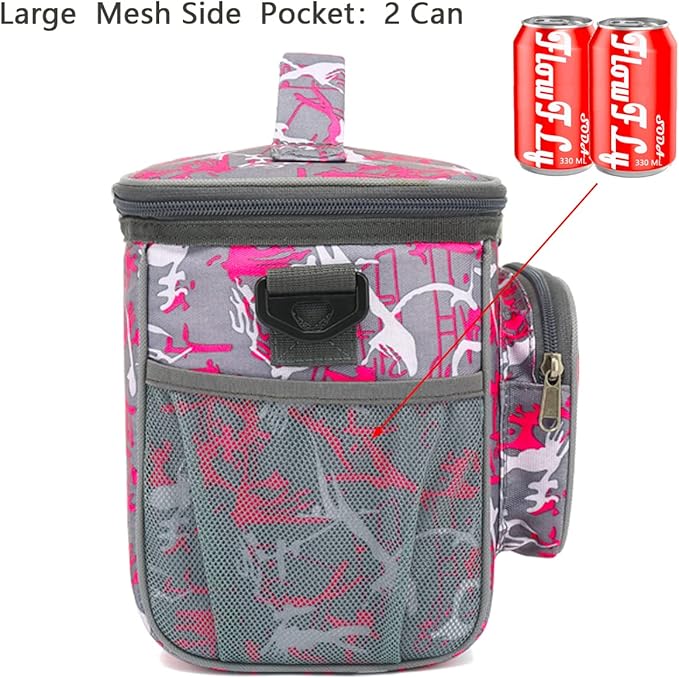 FlowFly Insulated Reusable Lunch Bag Adult Large Lunch Box for Women and Men with Adjustable Shoulder Strap,Front Zipper Pocket and Dual Large Mesh Side Pockets,Graffiti