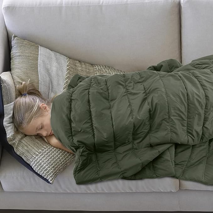 Gold Armour Camping Blanket - Puffy, Packable, Lightweight & Compact Insulated Camping Quilt for Outdoor - Backpacking, Beach, Stadium, Camp, Travel and Hiking Gear Essentials (Olive Green)
