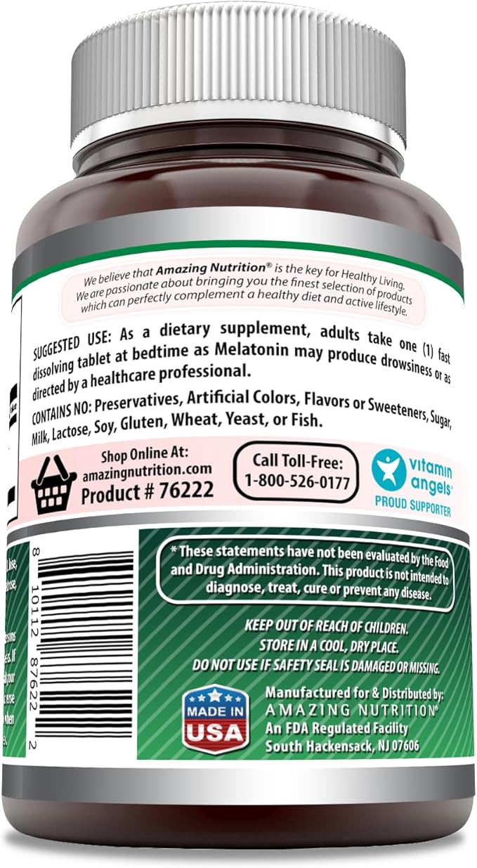 Amazing Formulas Melatonin Fast Dissolve 10 Mg Tablets | Non-GMO | Gluten Free | Made in USA (365 Count | Citrus)