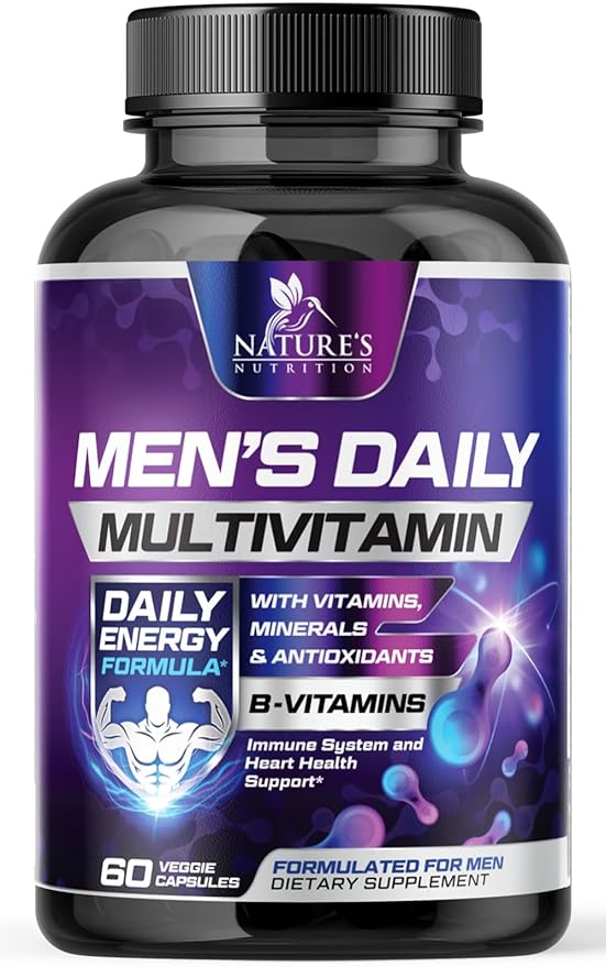 Multivitamin for Men - Mens Multivitamins for Daily Nutritional Support, Men's Multivitamin with Vitamin A, C, D, E, B12, Zinc & More, Immune Health & Energy Support Vitamins Supplement - 60 Capsules