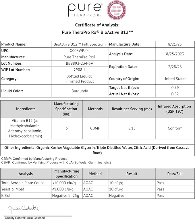 BioActive B12 Full Spectrum Vegan Methylated Vitamin B12 Sublingual Liquid Methylcobalamin, Hydroxocobalamin & Adenosylcobalamin 1,000 mcg per Drop (5 Drops = 5,000mcg / 4 Month Supply) 20 ml