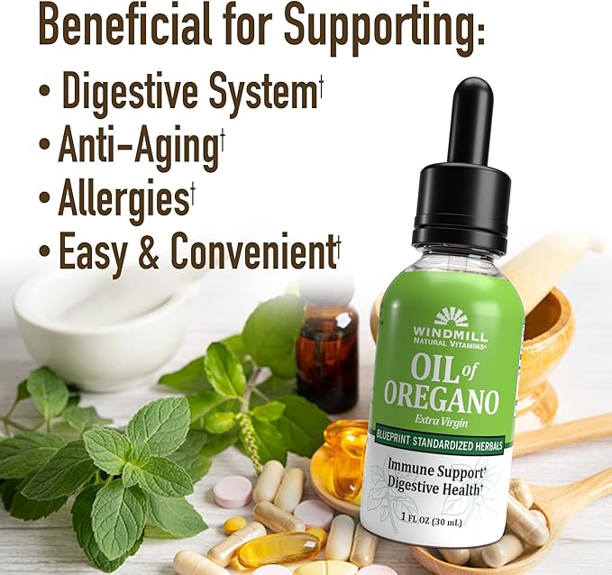 Windmill Natural Vitamins Oil of Oregano, Herbal Blend for Immune Support, Supports Digestive Health, 1 fl oz, 448 Servings (Pack of 2)