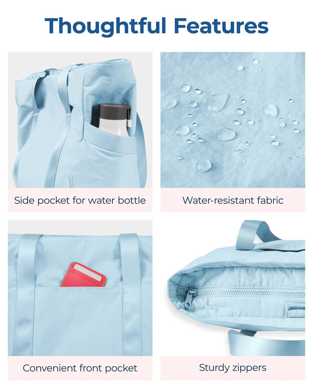 BAGSMART Tote Bag for Women with Zipper, Gym Tote with Compartments, Laptop Work Tote Nurse Dance Yoga Bag for Sport, Travel