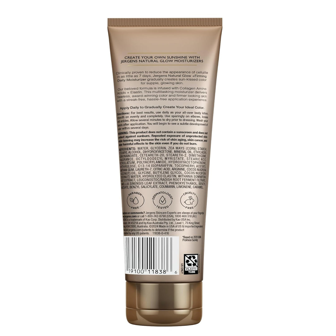 Jergens Natural Glow Firming Self Tanner Lotion | Fair to Medium Skin | 7.5 Fl Oz