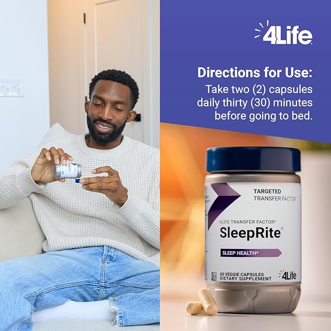 4Life Transfer Factor SleepRite - All-Natural Immune and Sleep Support with GABA and melatonin - 60 Capsules