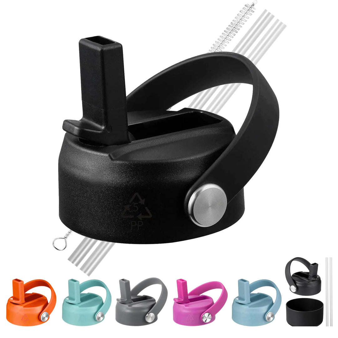 LLCJYYCY Straw Lid for Hydroflask,Lids with Straw Fit for Hydro Flask Wide Mouth 20 32 40 oz,Top for Hydro flask Straw Lid Replacement,Top Watter Bottle Lid Accessories (Black)