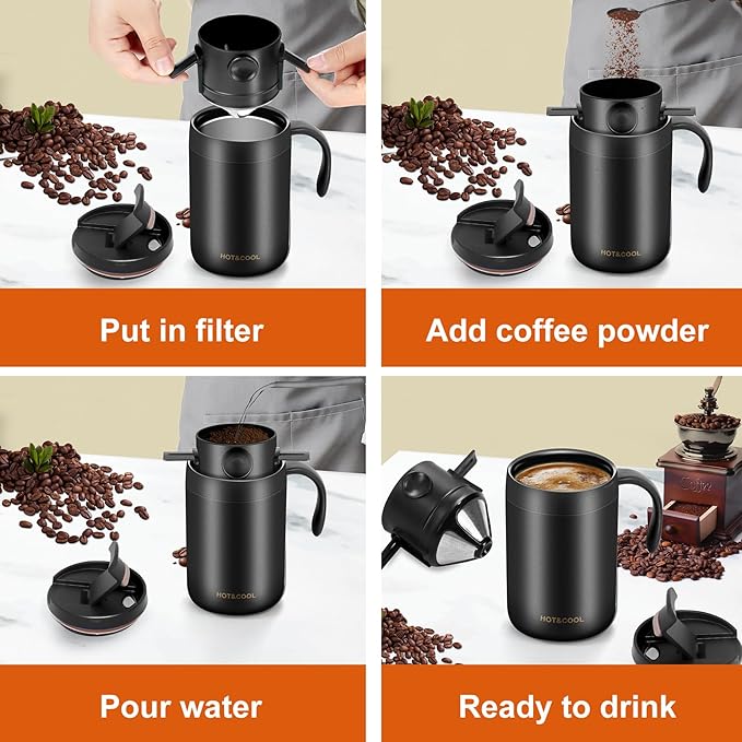 16oz Camping Coffee Maker Pour Over Coffee Maker Set，Camp Pour Over Set，Portable Coffee Kit for Travel, Camping, Offices, Backpacking