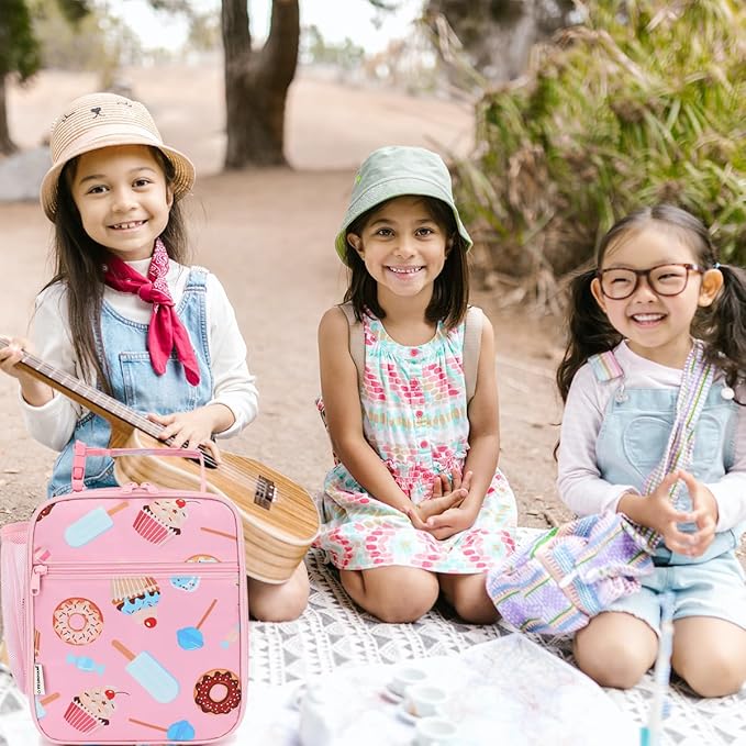 Lunch Box for Kids Boys Girls Men Women, Insulated Small Soft Cooler Lunch Bag Kit for School Work Picnic Travel - Reusable Portable lunchbox,Pink Cake