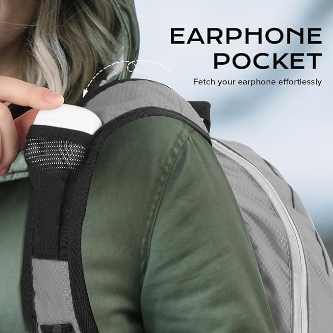 15L Water-resistant Hiking Daypack, Small Backpack Travel Outdoor, Lightweight Day Pack with Tool Loops