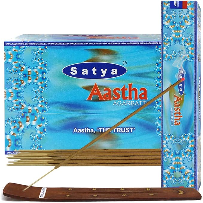Aastha Incense Sticks and Incense Stick Holder Bundle Insence Insense Satya Incense