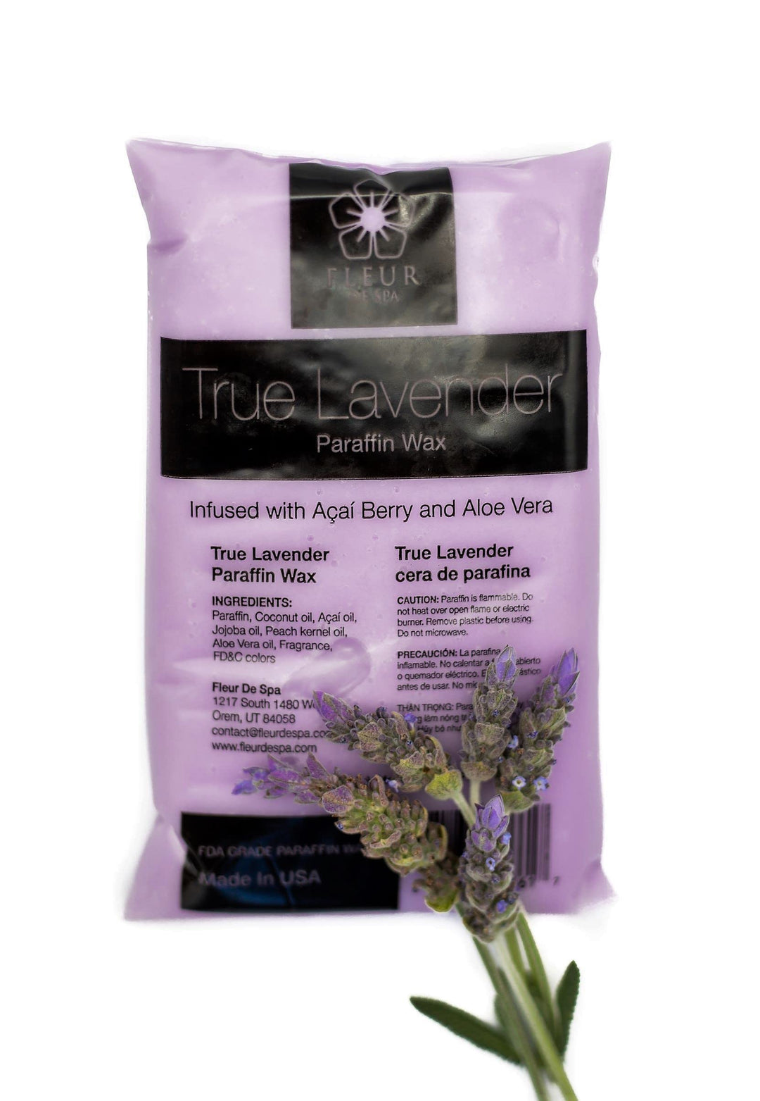 Premium Paraffin Wax Refills - Made in USA - Enhanced and Rich Oil Infusion of Coconut and Jojobo for Luxurious Spa and Home Use on Hands and Feet (True lavender, 1 pound)