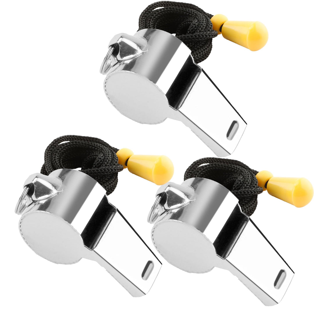 Bsofing 3 PCS Whistles, Whistle for Coaches, Referee Whistle, Coaches Whistle, Stainless Steel Sports Whistles, Whistle for Teachers, Whistles for Adults with Lanyard, Loud Crisp Sound