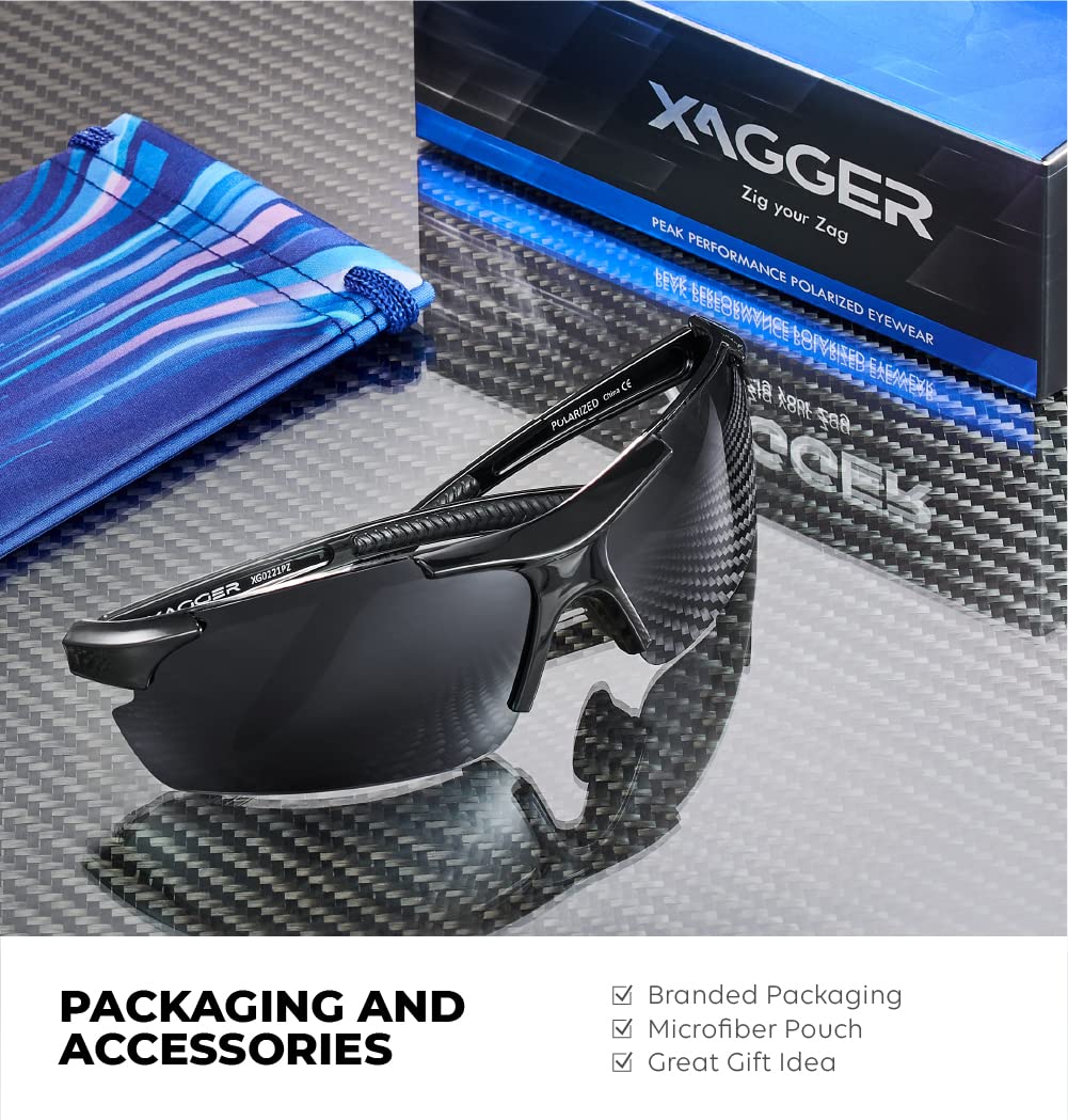 Xagger Polarized Wrap Around Sport Sunglasses for Men Women UV400 Baseball Softball Running Cycling Glasses