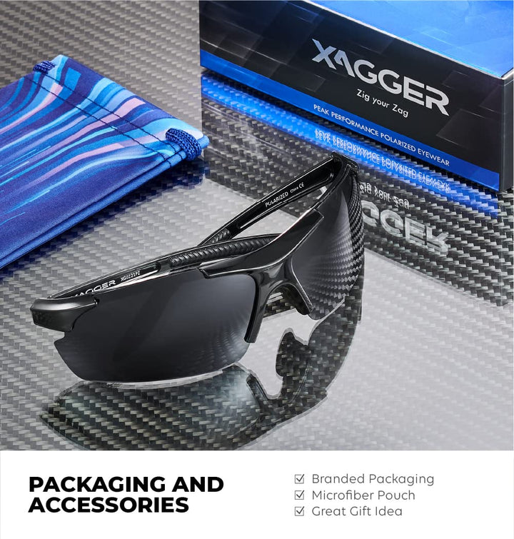 Xagger Polarized Wrap Around Sport Sunglasses for Men Women UV400 Baseball Softball Running Cycling Glasses
