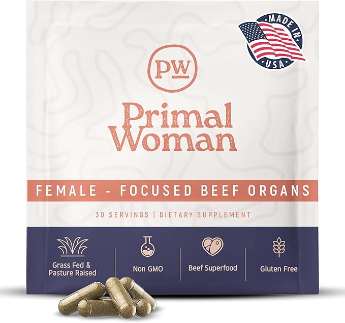 Beef Organ Supplement for Women - Heart, Liver for Women, Grass Fed, Pasture Raised Liver | Primal Beef Organ Capsules Woman (60 Capsules)