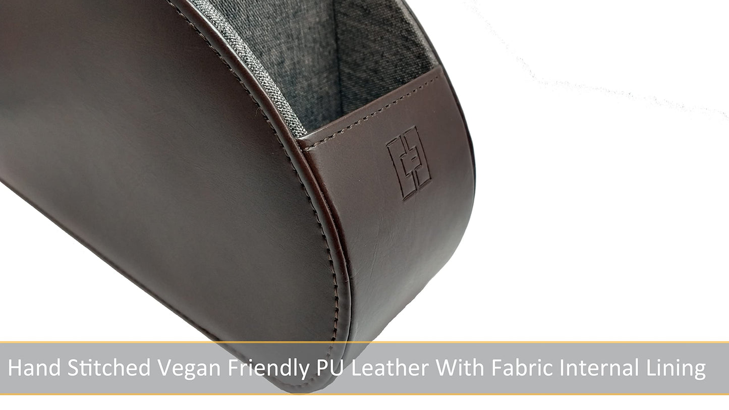 Connected Essentials Remote Control Holder Brown 5 Compartment TV Remote Organiser and Office Tidy, Living Room and Bedroom TV Control Storage Caddy CEG-10