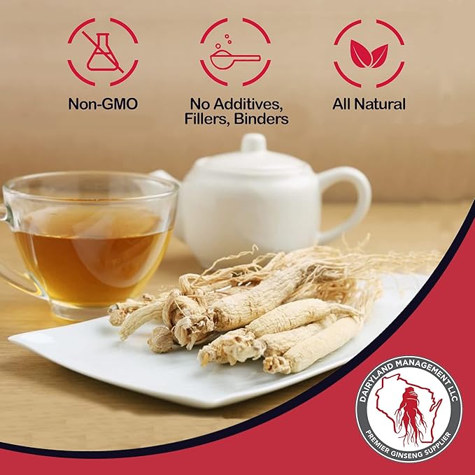 Dairyland American Ginseng Slices 8 oz and Capsules 75 ct Pack of Wisconsin Ginseng – Direct from Farmer to Consumer 西洋参