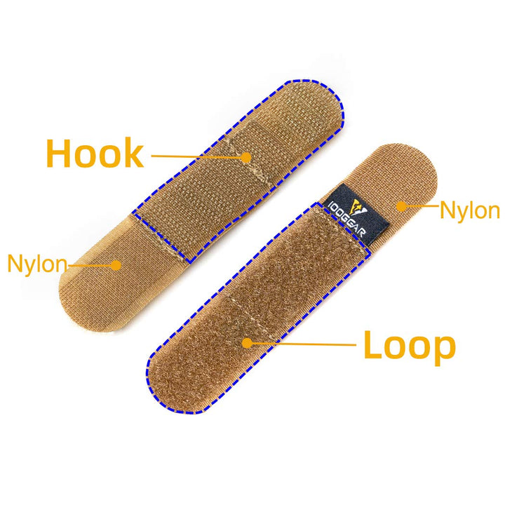 IDOGEAR Tactical Fastening Binding Strap Hook & Loop Reusable Strap (Coyote Brown, Small(2 pcs)+Medium(2 pcs)