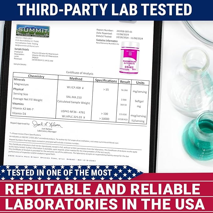 Magnesium Glycinate 500mg with High-Potency Vitamin D3 10000iu & Vitamin K2 100mcg | Enhanced with Coconut Oil for Optimal Absorption | Non-GMO, Gluten-Free, Sugar-Free Softgels