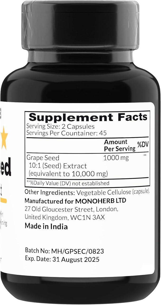 Grape Seed Extract 1000 mg - 90 Vegetarian Capsules