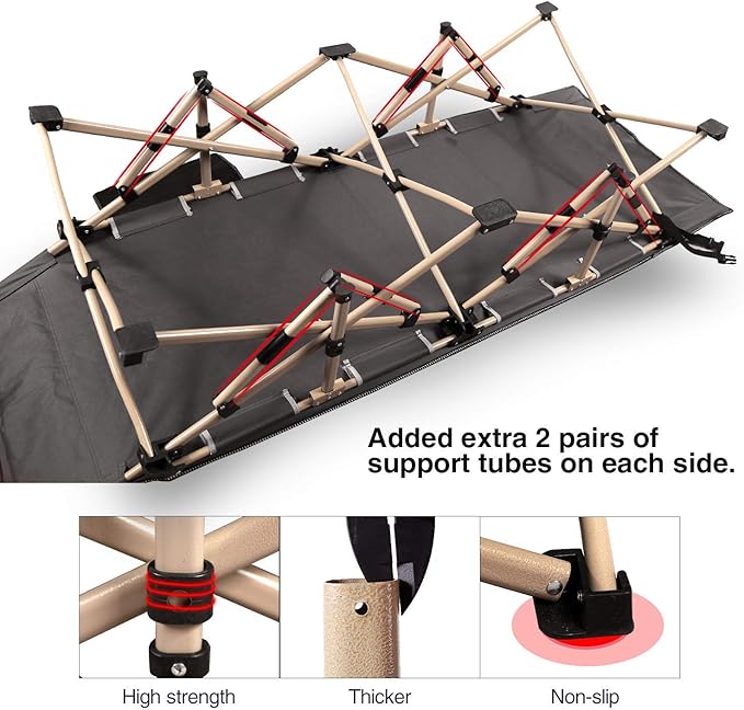 REDCAMP Oversized Camping cots for Adults 500lbs, Extra Wide Sleeping Cots Tall Sleeping Cots Heavy Duty, XL Cots Portable for Outdoor Indoor Office, Grey