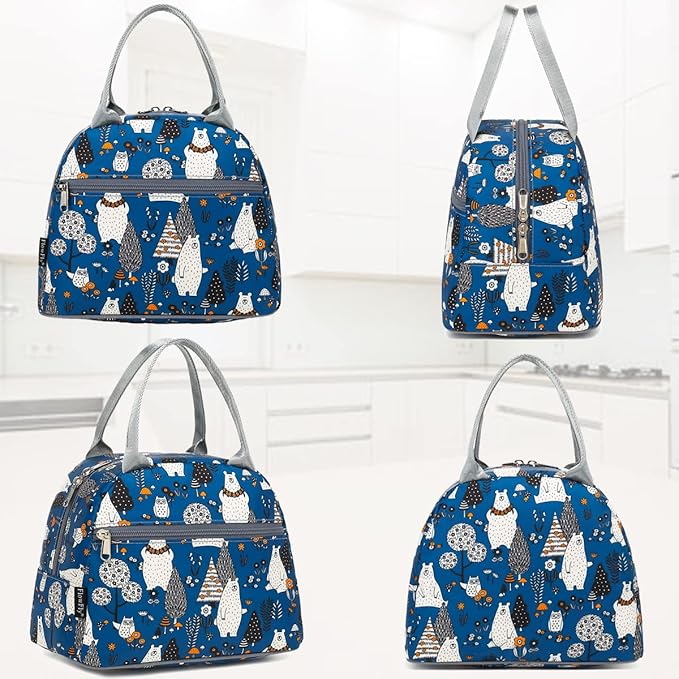 FlowFly Insulated Lunch Cooler Bag - Owl Tote Organizer for Women/Men