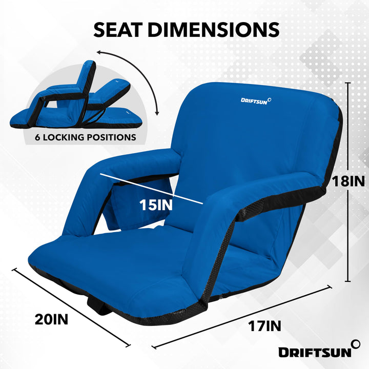Driftsun 2 Pack Stadium Seats with Back Support, Deluxe Bleacher Chairs with Back Support, Padded Stadium Seats with Backs, Waterproof Stadium Chair