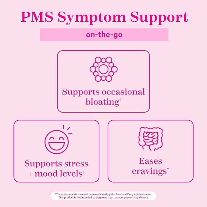 Pink Stork Organic PMS Support Sweets for Teens and Women - Simple & Natural Ingredients Vitamin B6 and Peppermint - Period, Digestion, Bloating, Mood Swings - 30 Drops
