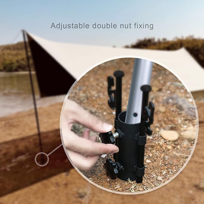 2-Pack Tent Holder Camping Tent Pole Holder, Portable Tent Holder Tube Outdoor Reinforced Windproof Shade, Tarp Pole Holder for Camping, Fishing, Hiking