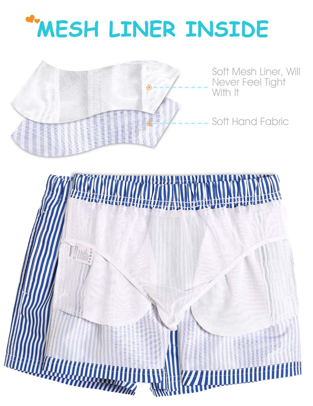 maamgic Boys Swim Trunks Toddler Swim Shorts Little Boys Bathing Suit Swimsuit Toddler Boy Swimwear,Stripe Bluewhite,2 T