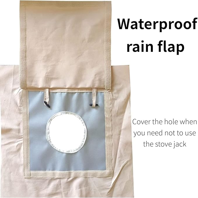 DANCHEL OUTDOOR Stove Jack Kit for Tent with Rain Flap Cover for Dia. 4''/5.85'', Fire Resistant Wood Stove Hole for Canvas Tent Hot Tent Chimney, Side Wall A/C 4 Season