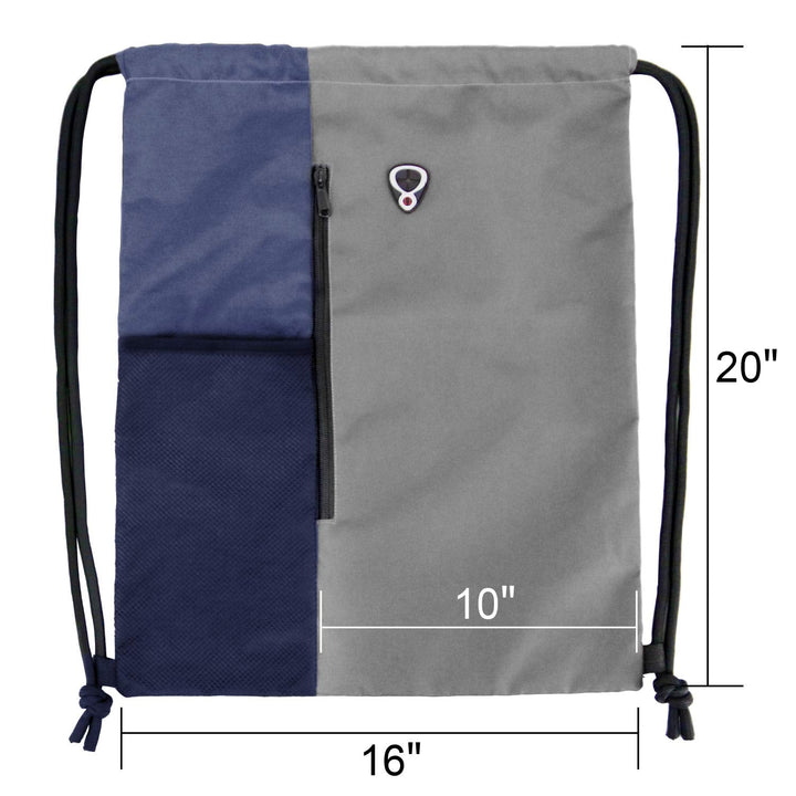 BeeGreen Grey Drawstring Backpack Sports Gym Bag For Women Men Large Draw String Bags Pack With Zipper and Water Bottle Mesh Pockets Workout Bag