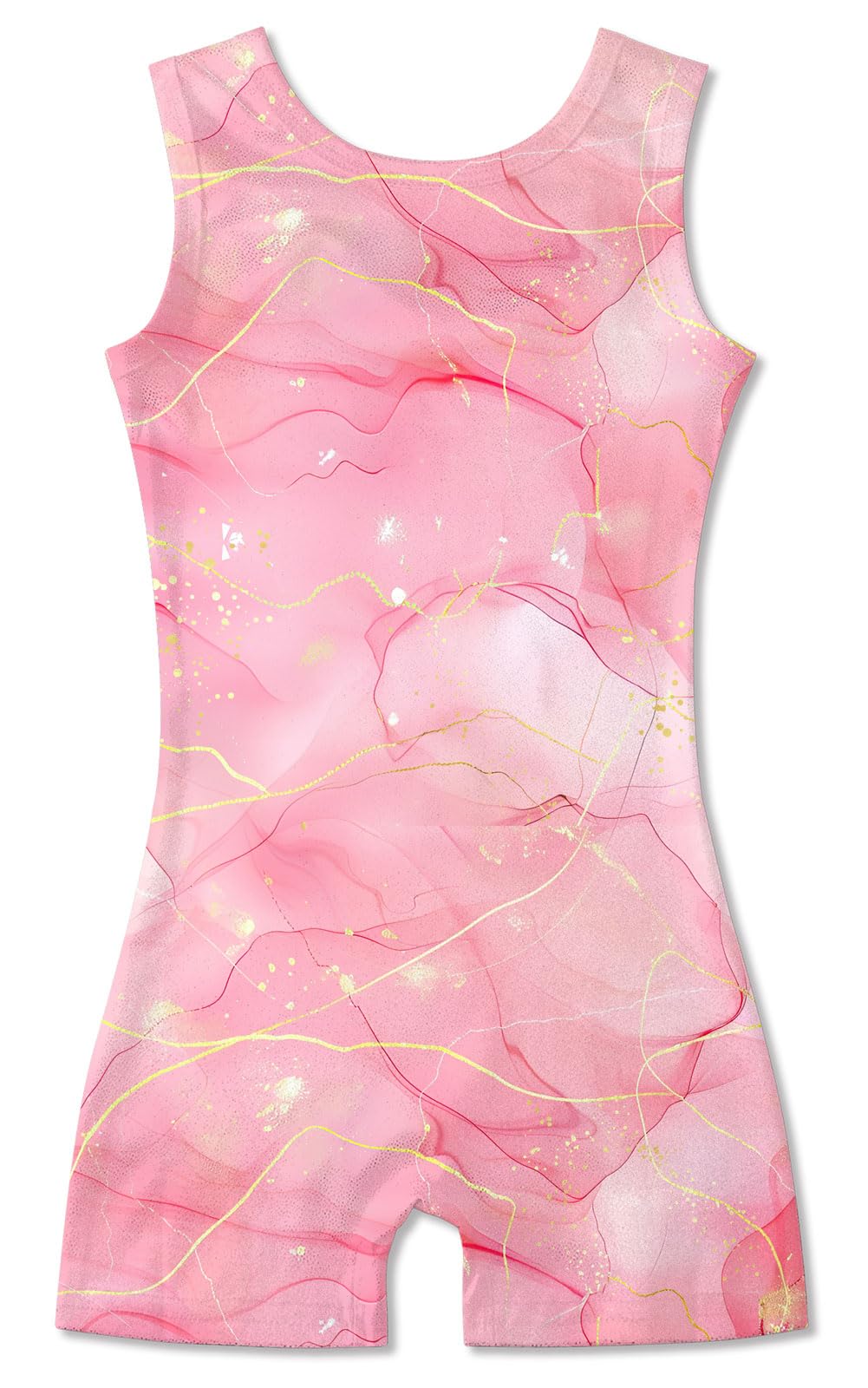 TUONROAD Pink Marble Printed Tumbling Leotard Pretty Gymnastics Unitard Girls Biketard Outfit Sleeveless Dancewear for Ballet Sport 5-6T