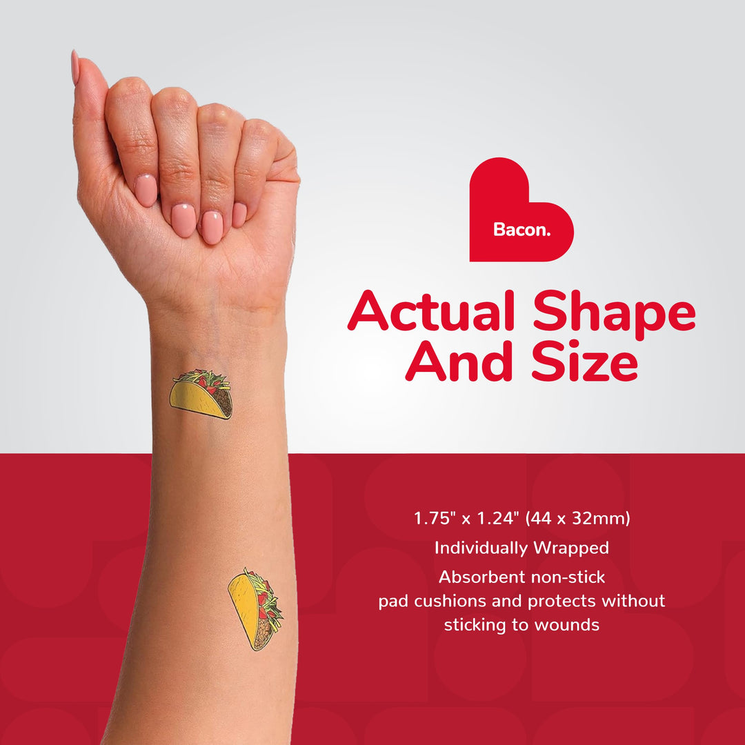 BioSwiss Bandages, Taco Shaped Self Adhesive Bandages, Latex Free Sterile Wound Care, Fun First Aid Kit Supplies for Kids, 24 Count