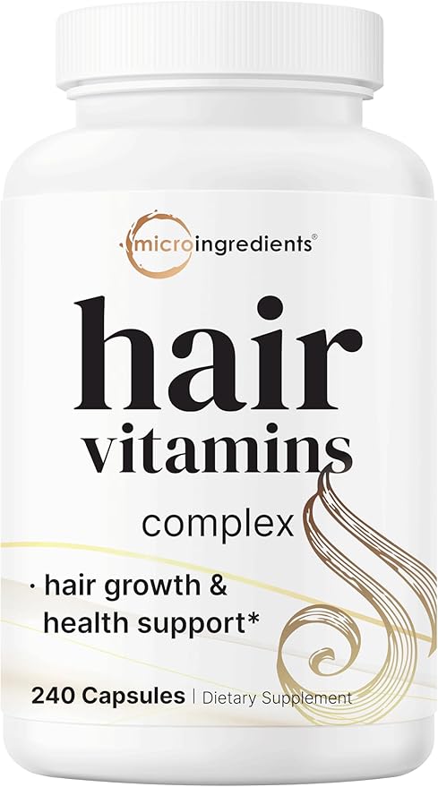 Hair Growth Vitamins Complex, 240 Capsules | 14-in-1 Formula with 5,000mcg Biotin, Collagen, Keratin, Vitamin C, Saw Palmetto, & More | Vitaminas Para El Cabello | Promotes Natural Growth & Thickness