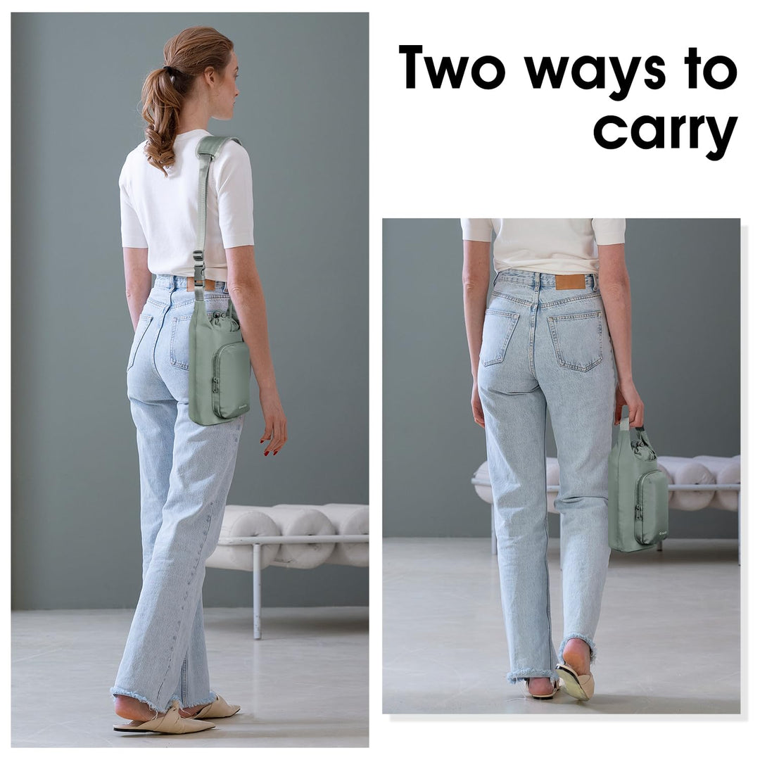 Ceneda Water Bottle Carrier Bag with Phone Pocket 32oz 40oz Tumbler Insulated Water Bottle Holder with Adjustable Shoulder Strap Carrier Sling Bag (Grey)