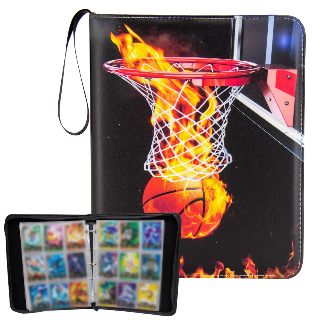 MaoKea Card Binder For Card 4-Pocket Sleeves with 440 Cards Holder,Game Collection Binder Card Holder Of Fit for TCGcard album,game card Yugioh Trading Sports Cards (9 Pocket Basketball 4)