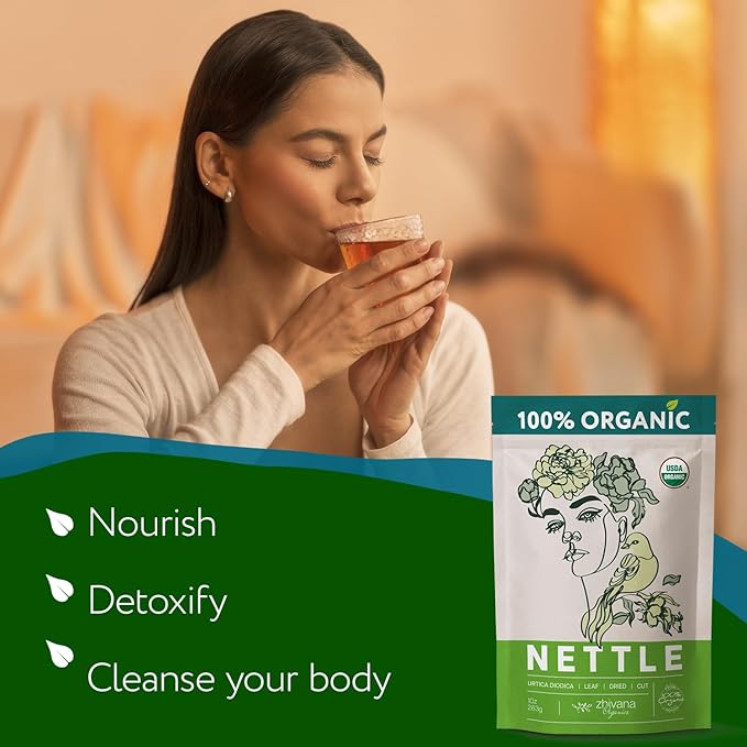 Stinging Nettle Tea Organic Loose Leaf - Dried Nettles Herb, Ortiga Tea – Cleanse Body, Remove Toxins, Easy Allergy – 10 oz