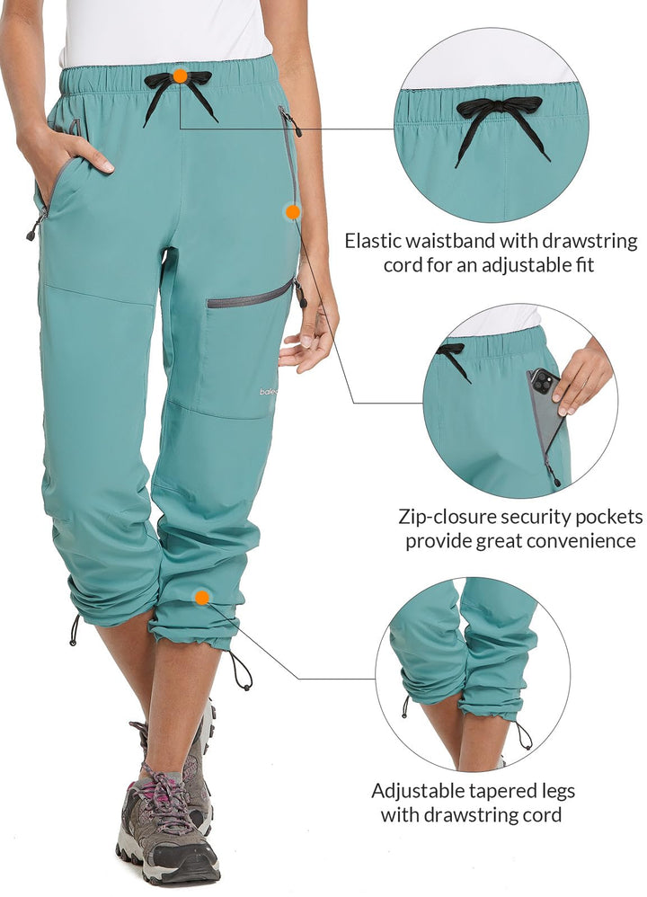 BALEAF Women's Hiking Pants Quick Dry Water Resistant Lightweight Joggers Pant for All Seasons Elastic Waist Pond Size XS