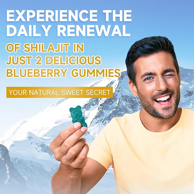 2 Packs Pure Himalayan Shilajit Gummies for Men & Women - Sugar-Free Shilajit Supplement Rich in 85+ Trace Minerals & Fulvic Acid, Providing Energy, Brain, and Immunity Support - 120 Gummies