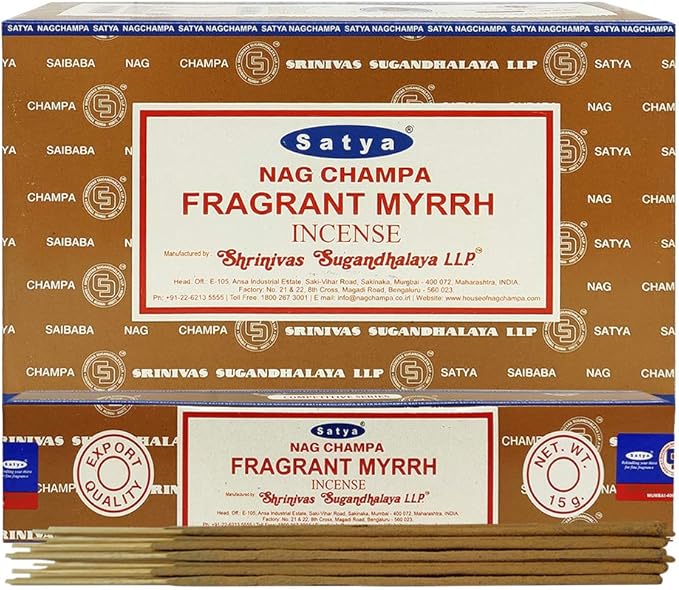 Fragrant Myrhh Incense Sticks and Incense Stick Holder Bundle Insence Insense Satya Incense