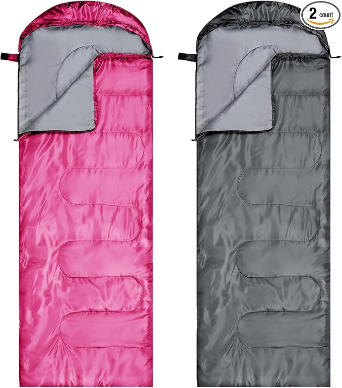 Tudomro 2 Pcs Camping Sleeping Bag for Adults, Lightweight Packable Waterproof Camping Gear Equipment to Keep Warm for Spring Summer Fall Indoor Outdoor Backpacking Hiking Travel