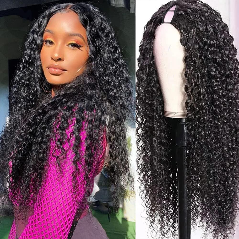 Ainmeys Curly V Part Wigs Brazilian Kinky Curly Human Hair Wigs For Black Women V Shape Wigs No Leave Out Lace Front Wigs Upgrad