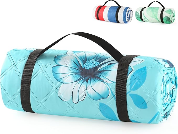 ANJ Outdoors (2025 Upgrade) Extra Large Waterproof Picnic Blankets | Foldable Sandproof Beach Blanket N Outdoor Blanket | 5-Layer Machine Washable Soft Picnic Mat for Camping, Grass, Park N Stadium