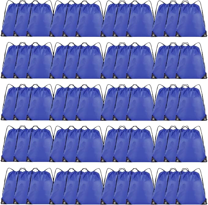 60 Pieces Drawstring Backpack Bulk Cinch Sackpack Ployster Drawstring Bags for Gym Party Trip(Navy Blue)