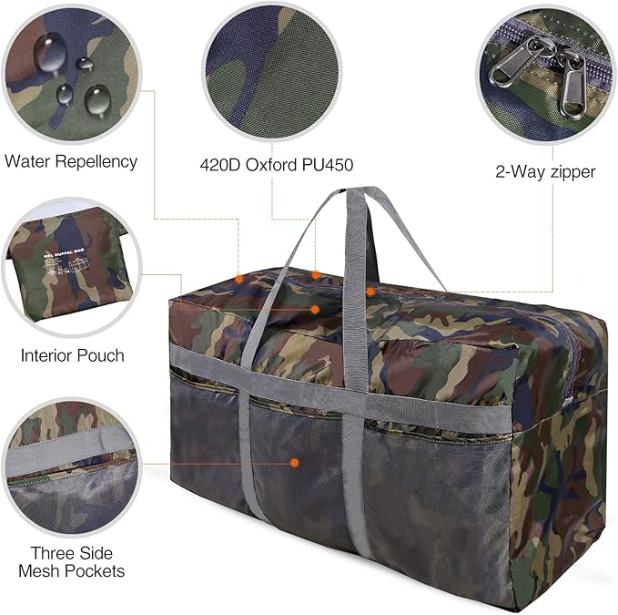 REDCAMP Foldable Travel Bag, Large Sports Bag, 75L/96L/100L, Lightweight Waterproof Tote Bag