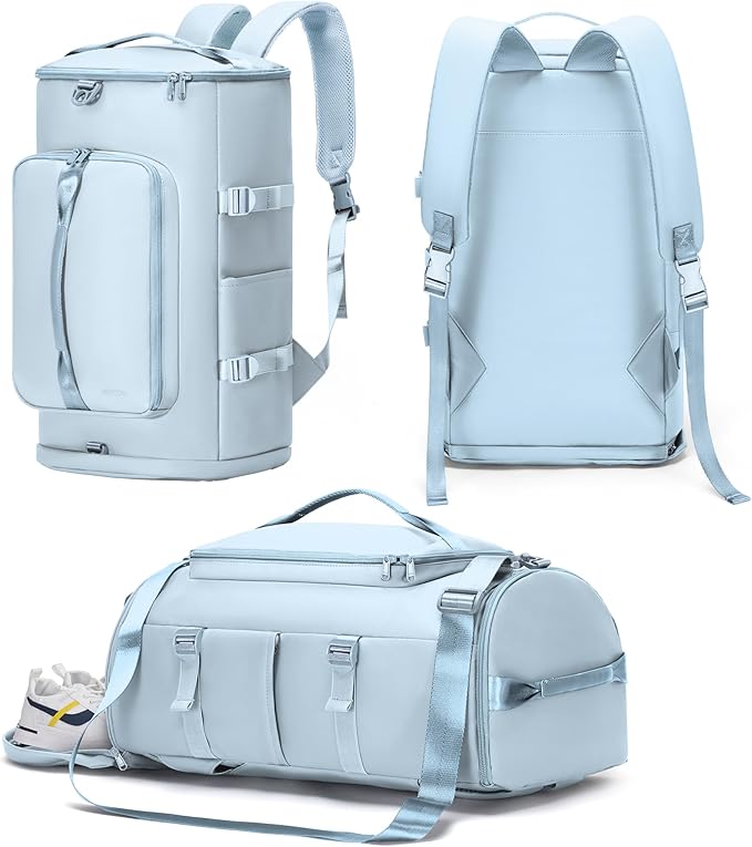 Gym Bag with Shoes Compartment - Duffle Bag for Men and Women, Travel Backpack Weekender Overnight Bag, Sports Bag with Wet Pocket Blue - MIYCOO