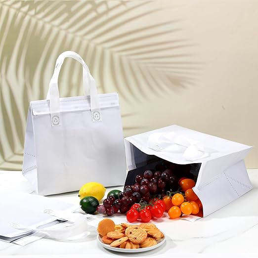 300 Pcs Insulated Take Away Bags Bulk Thermal Insulation Food for Coffee Milk Tea Hot Cold Food Fresh Seafood Cooler Pizza Delivery Bags for Catering Restaurant Grocery (White)