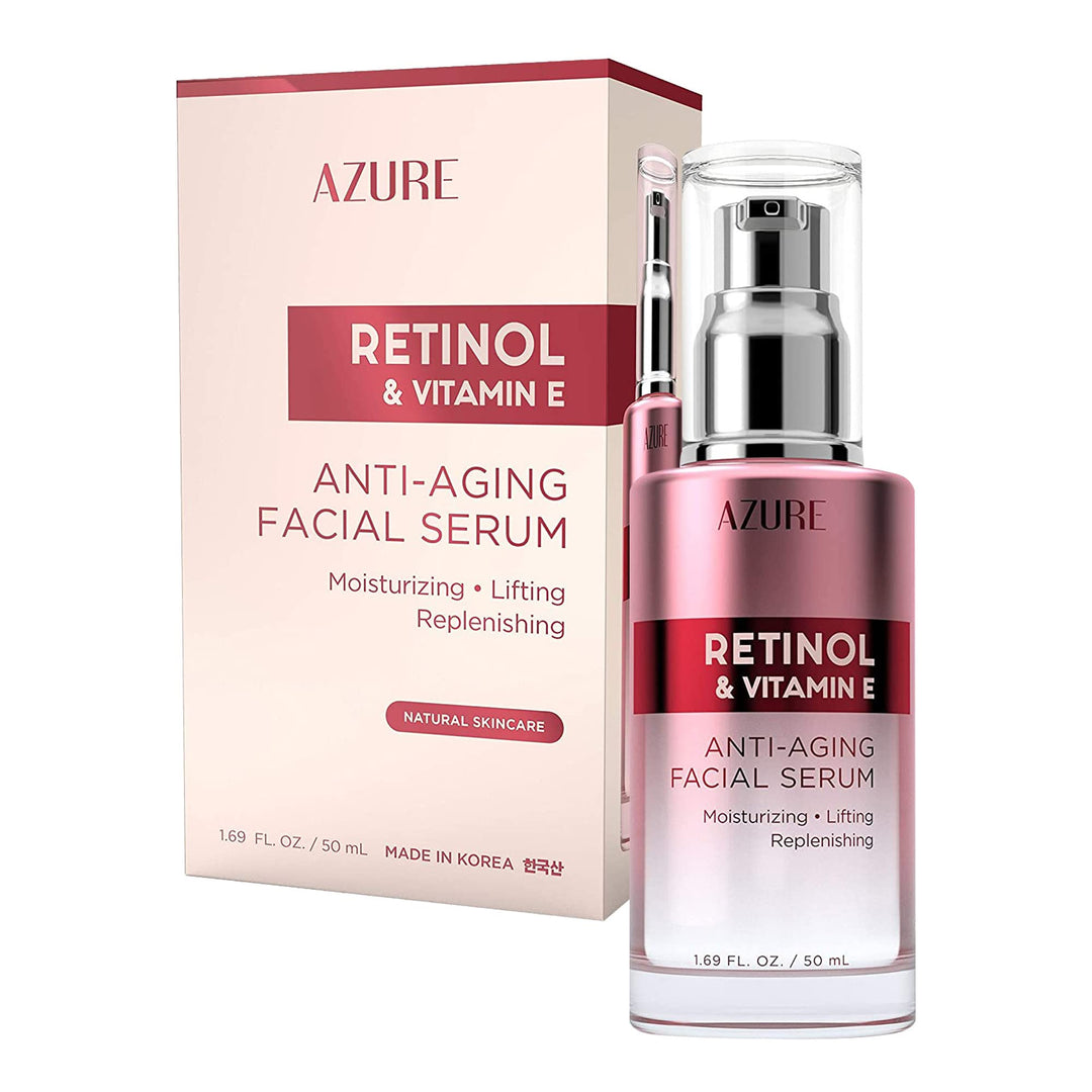 Azure Retinol & Vitamin E Anti Aging Facial Serum - Lifting, Replenishing & Moisturizing Face Serums - Reduces Wrinkles, Fine Li